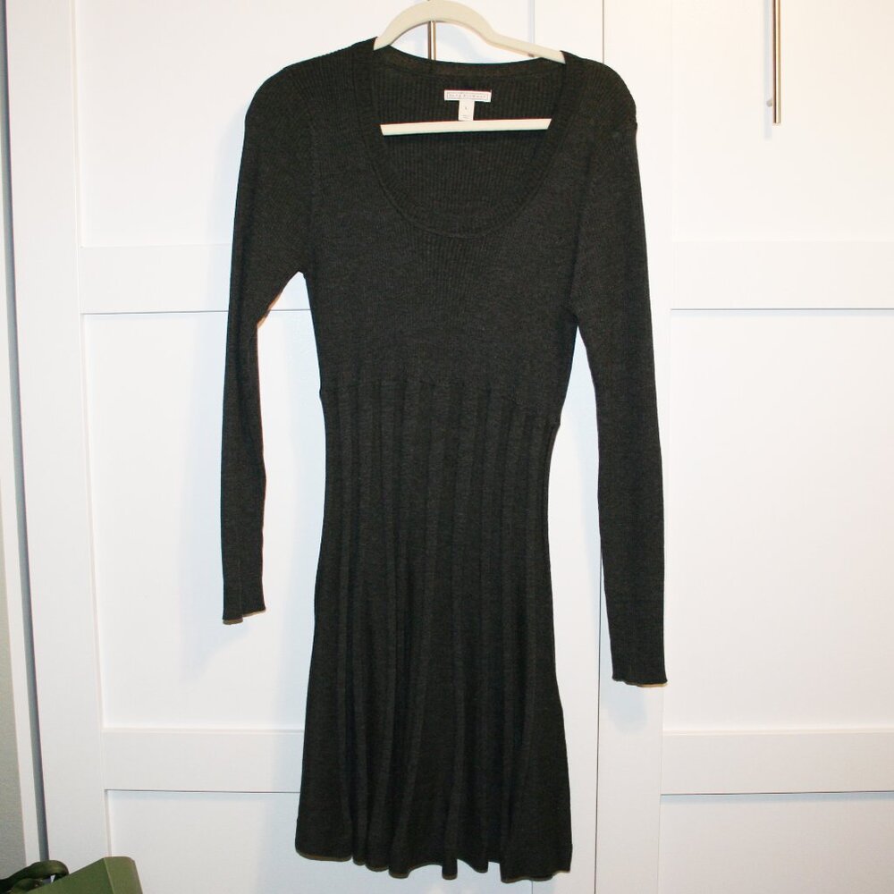 Dana Buchman Dark Grey Knit Dress Size L with Infinity Scarf